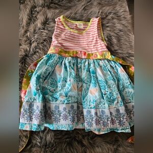 Wild Flowers Pink Striped and Blue Floral Dress